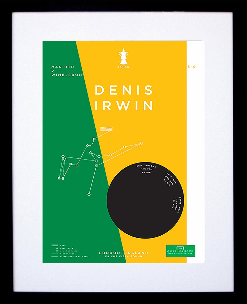 Man Utd - Denis Irwin vs Wimbledon 1994 30x42 with mount