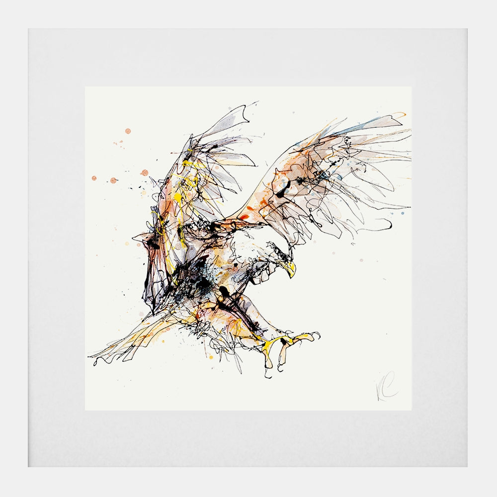 Print Open Edition Animals - Descending -30 x 30-White Box Frame (With Mount)