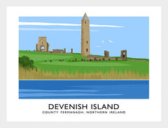 Co Fermanagh - Devenish Island Frame White 70x50