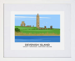 Co Fermanagh - Devenish Island Frame White 40x30 With Mount