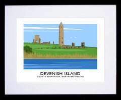 Co Fermanagh - Devenish Island Frame Black 40x30 With Mount