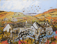 Print - Donegal Landscape With Derelict Dwellings Unframed