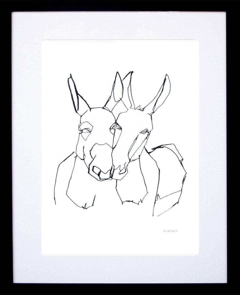 Animals Donkey - Donkeys In Black & White Black Frame