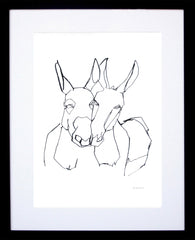 Animals Donkey - Donkeys In Black & White Black Frame