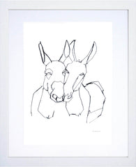 Animals Donkey - Donkeys In Black & White - White Frame