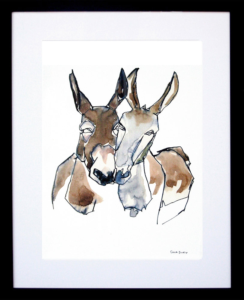 Animals Donkey - Donkeys In Colour Black Frame