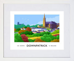 Co Down - Downpatrick Skyline-40 x 30-White Box Frame (With Mount)
