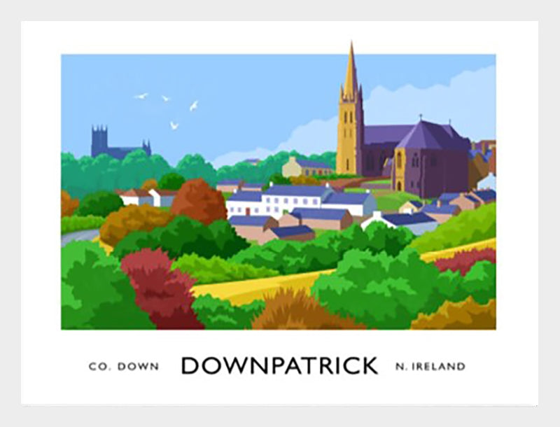 Co Down - Downpatrick Skyline-70 x 50-White Box Frame (No Mount)