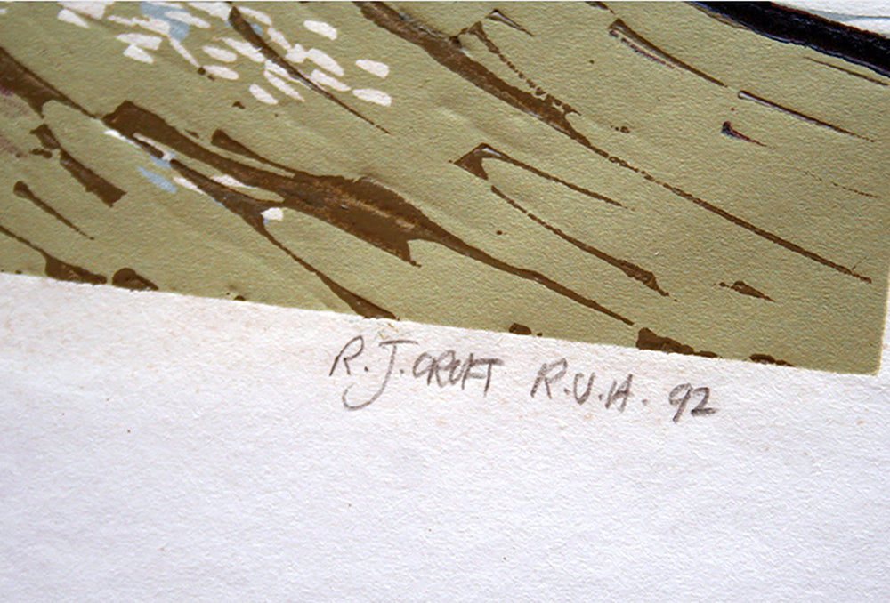 Linocut Print - Co Down Dundrum Harbour 1992