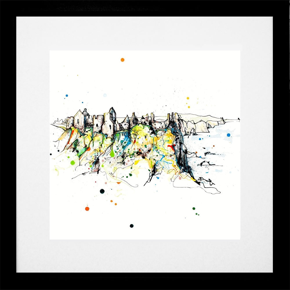 Print Open Edition Landscapes - Dunluce Castle-30 x 30-Black Box Frame (With Mount)