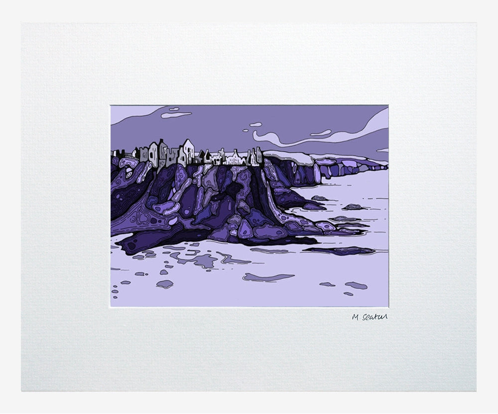 Series 1 - Dunluce Castle Purple-16 x 11.5-Small Flat White Frame