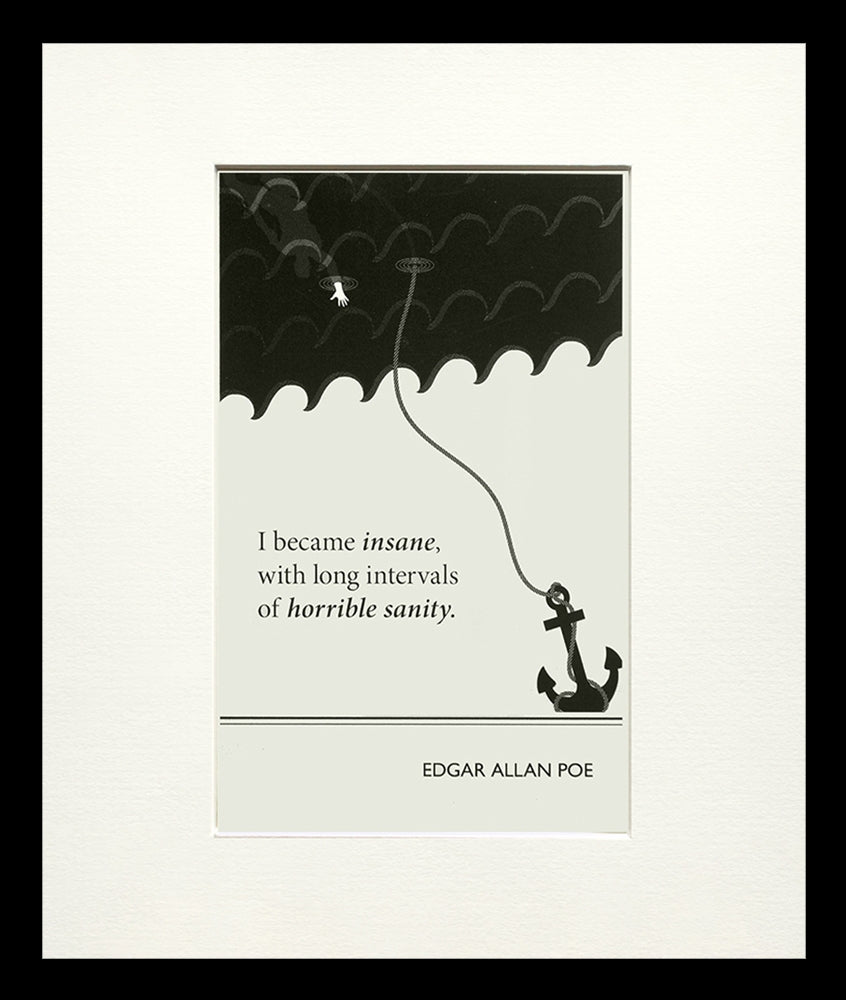 Postcard - Edgar Allan Poe Small Flat Black Frame