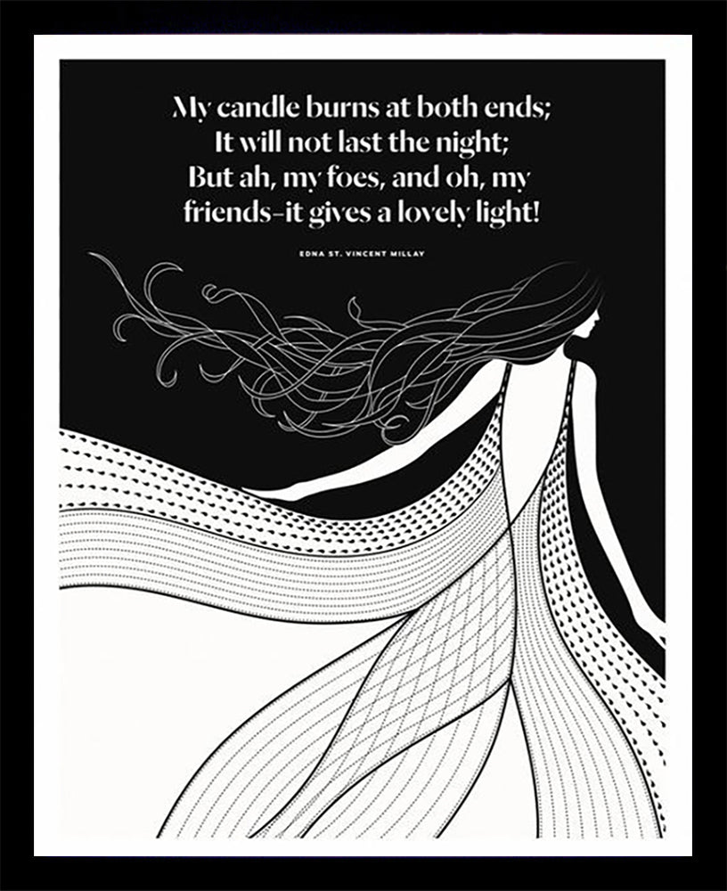 Edna St. Vincent Millay - My Candle Black Box Frame