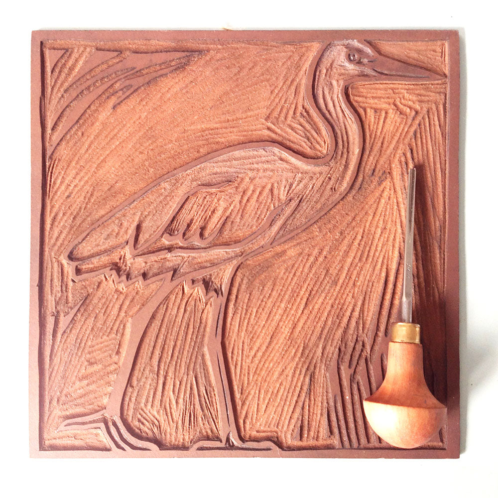 Lino Print - Little Egret