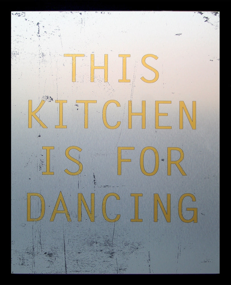 Aluminium Print: This Kitchen Is For Dancing Yellow Black frame