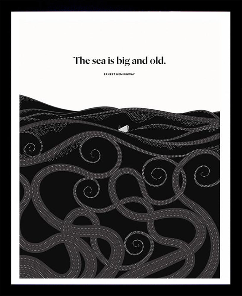 Ernest Hemingway - The Sea Is Big Black Box Frame