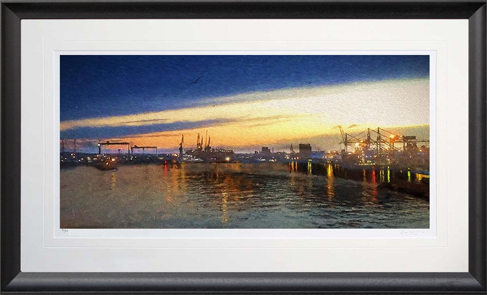Belfast - Evening Arrival-95.5 x 59-Black Bevelled Frame