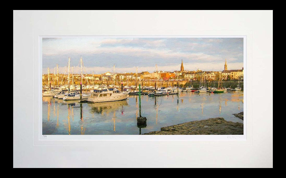 Co Down - Evening Bangor Marina Flat Black Frame
