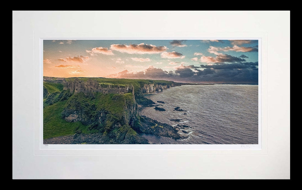 Co Antrim - Fading Light, Dunluce Castle Flat Black Frame