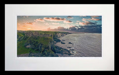 Co Antrim - Fading Light, Dunluce Castle Flat Black Frame