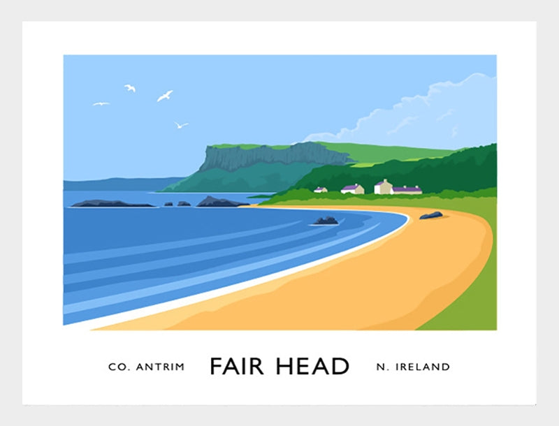 Co Antrim - Fair Head Frame White 40x30 No Mount