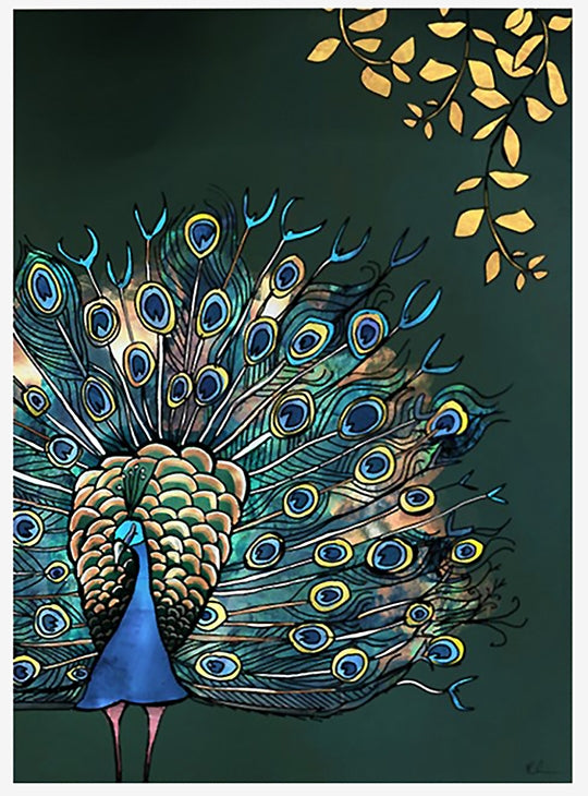 Fantail Peacock-19 x 27.5-Unframed