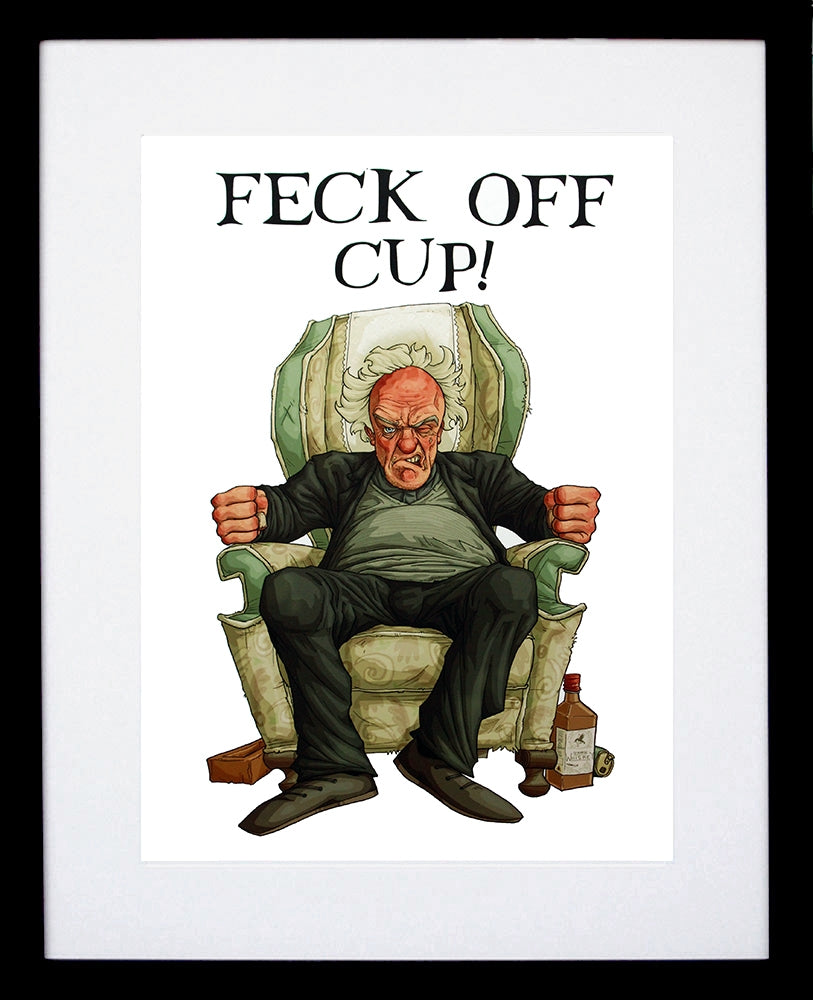 Father Ted - Father Jack - Feck Off Cup! Black Frame