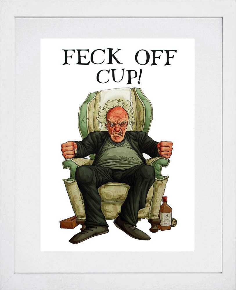 Father Ted - Father Jack - Feck Off Cup! White Frame