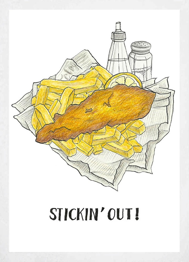 Food - Fish Supper-A2 - White Box Frame