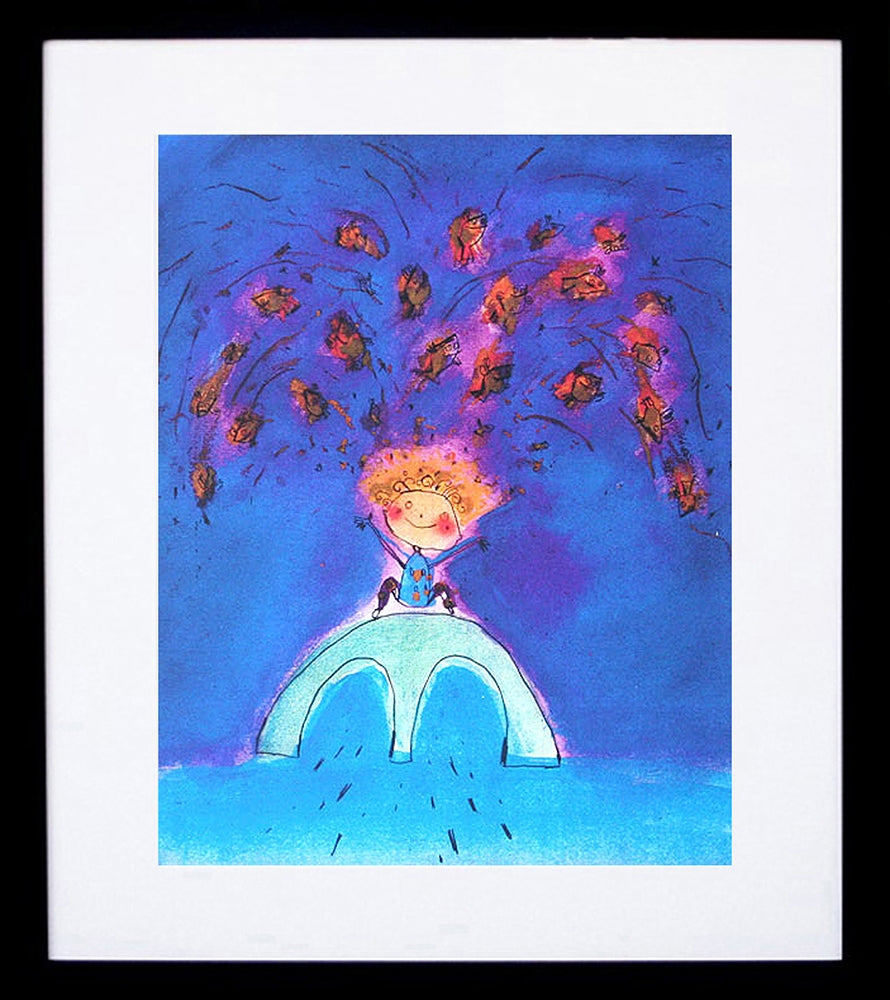 Fishes Turn To Wishes Black Frame