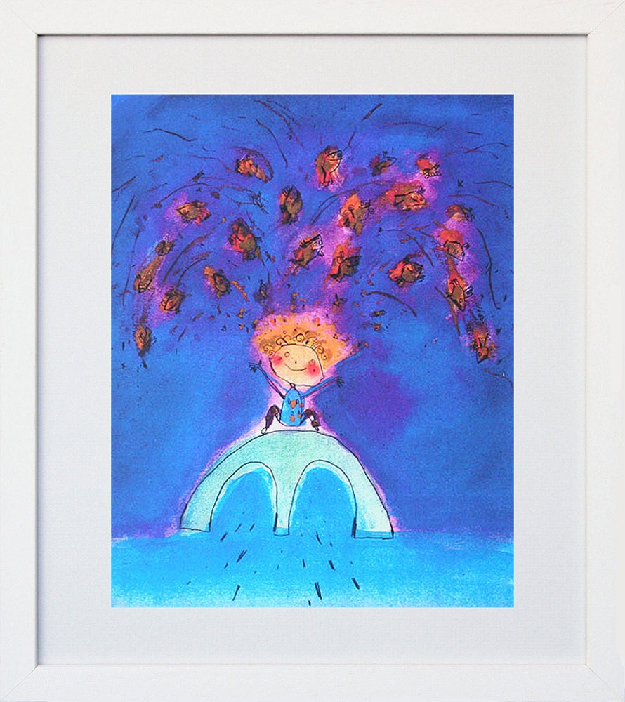 Fishes Turn To Wishes White Frame