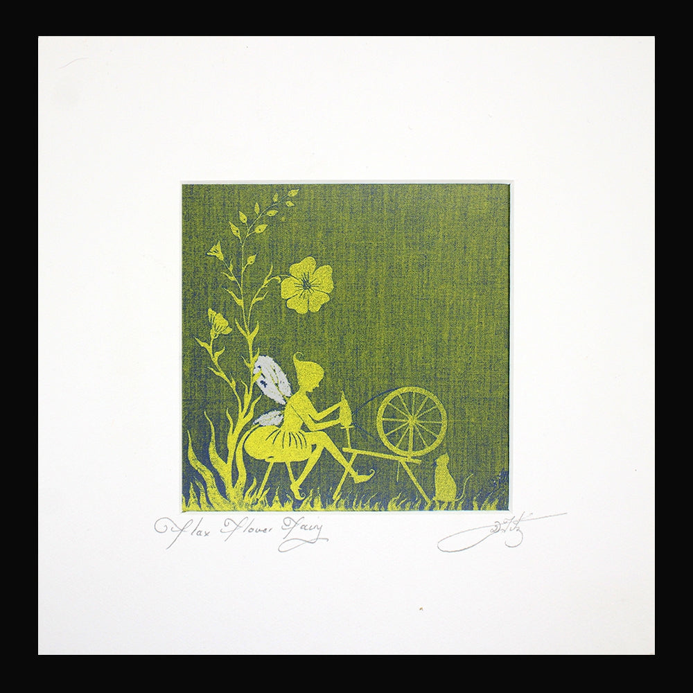 Flax Flower Fairy - Small Flat Black Frame