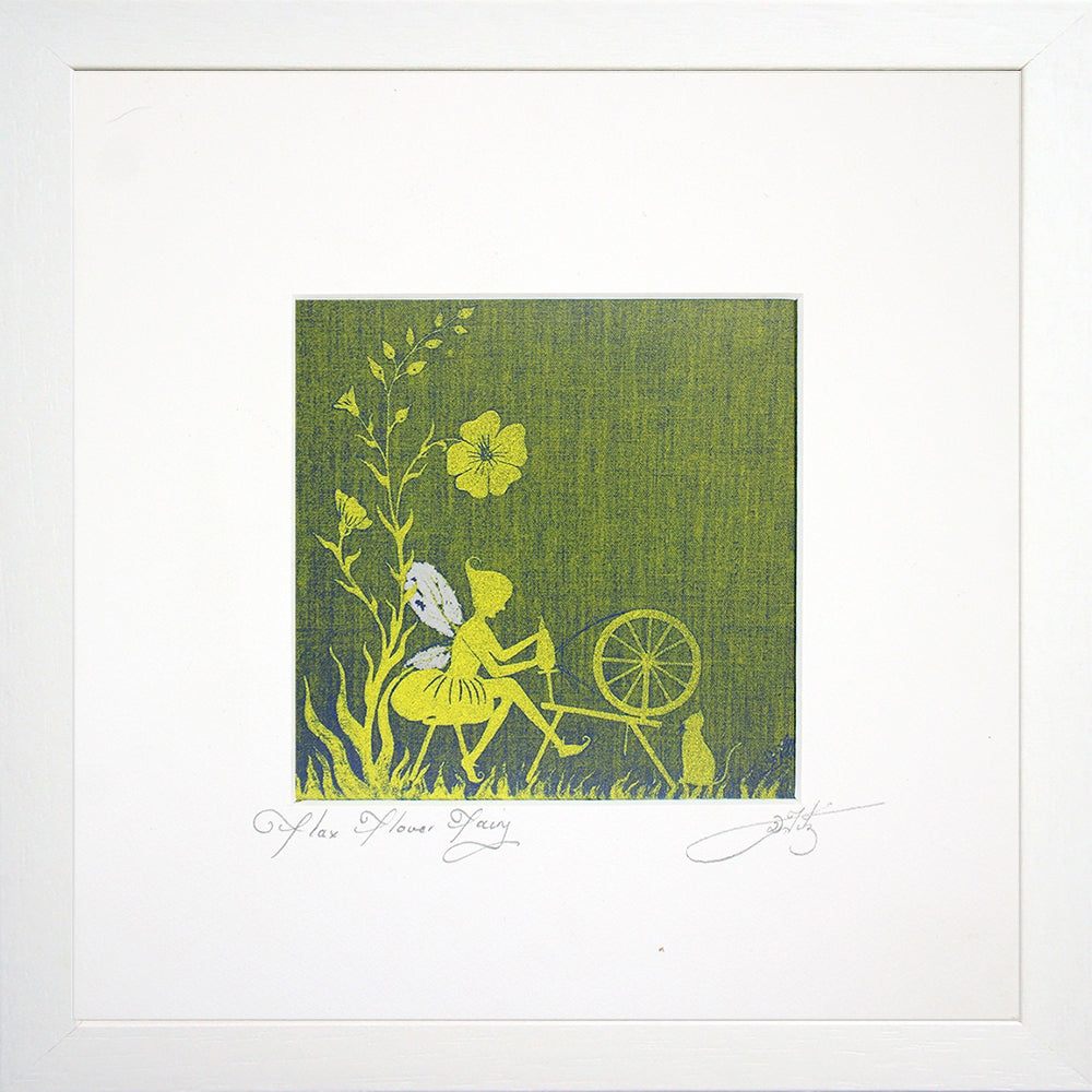 Flax Flower Fairy - Small Flat White Frame