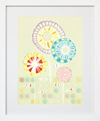 Flowers In Green Frame White