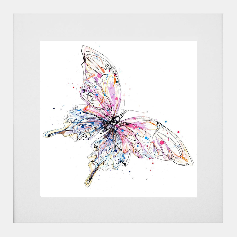Print Open Edition Animals - Flutterfly-30 x 30-White Box Frame (With Mount)