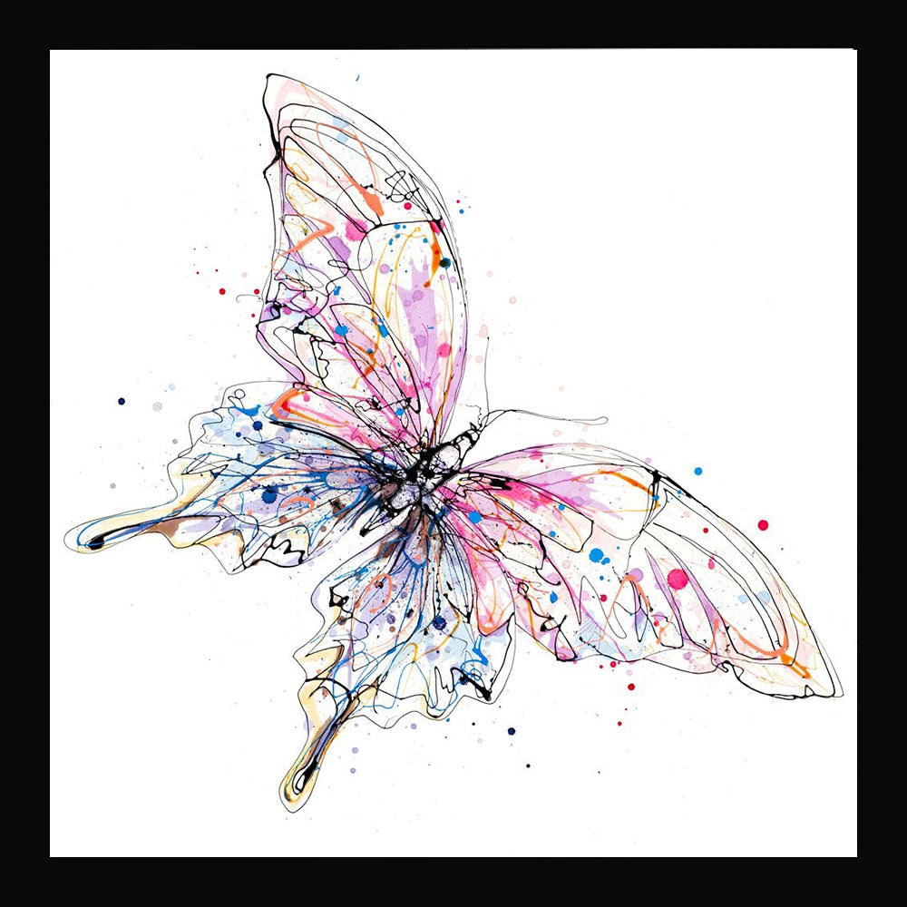 Print Open Edition Animals - Flutterfly-30 x 30-Black Box Frame (No Mount)