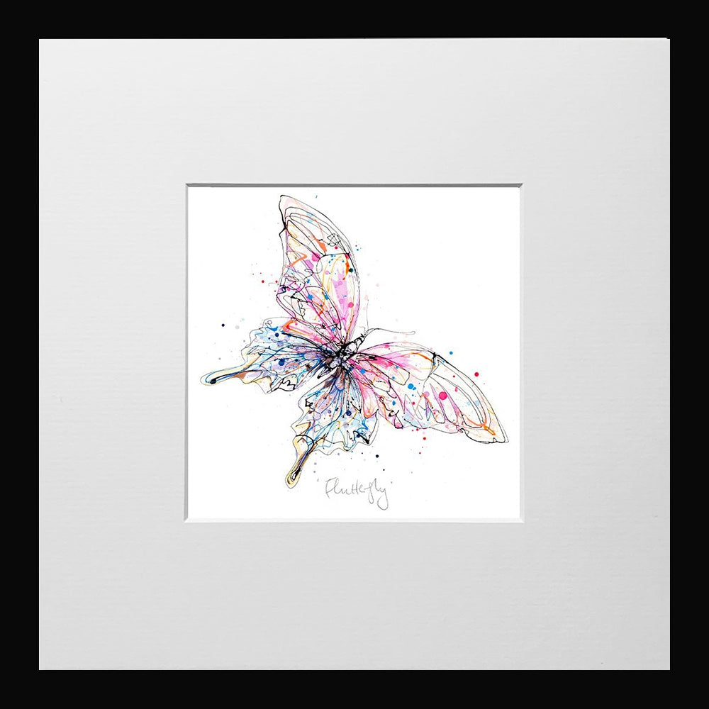 Print Open Edition Animals - Flutterfly-12 x 12-Small Flat Black Frame