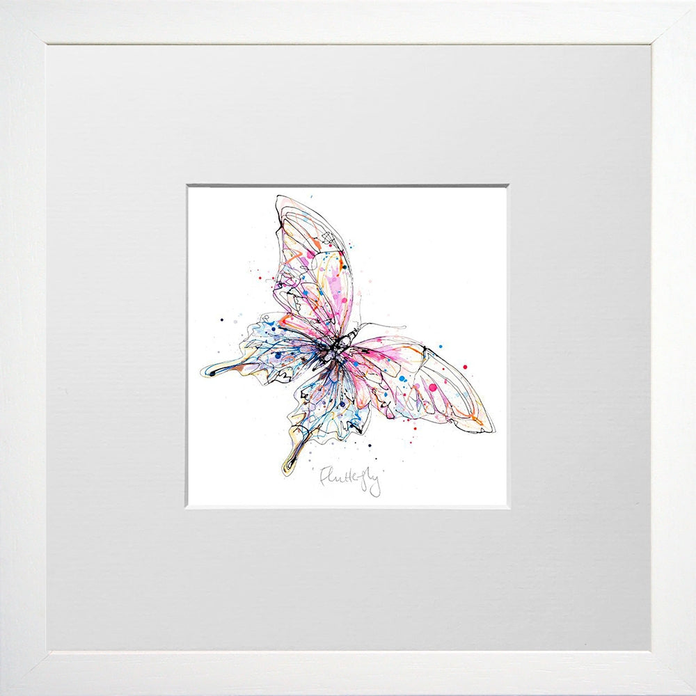 Print Open Edition Animals - Flutterfly-12 x 12-Small Flat White Frame