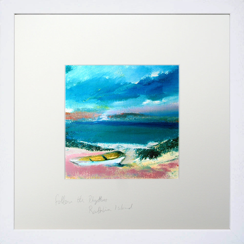 Print - Following The Rhythm, Rathlin Island White Frame