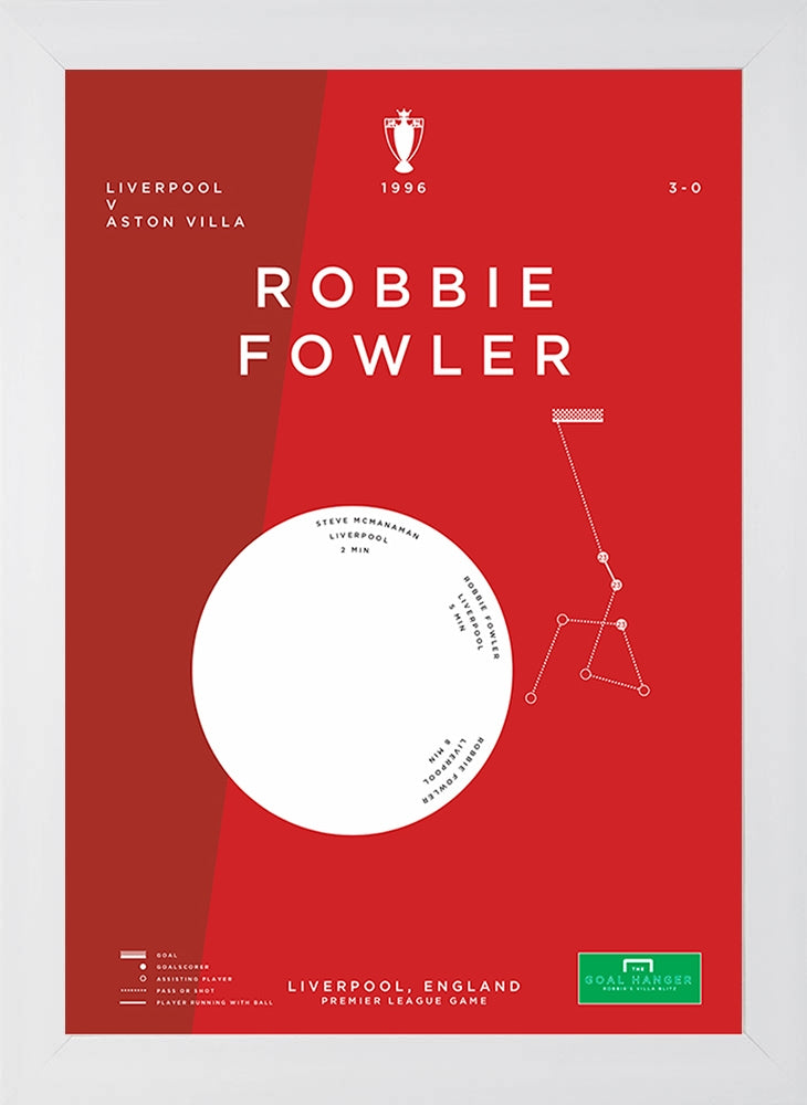 Liverpool - Robbie Fowler vs Aston Villa 1996-30 x 42-Flat White Frame