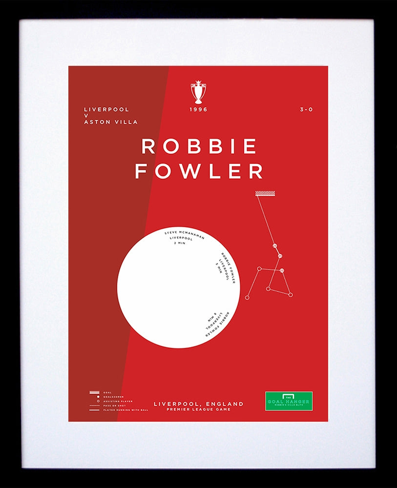 Liverpool - Robbie Fowler vs Aston Villa 1996 Framed 30x42 withmount