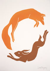 Print Animals- Fox and Hare - Unframed