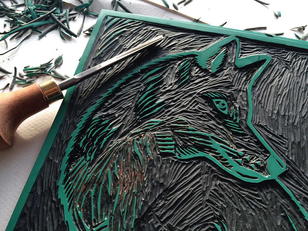 Lino Print - Beastly Fox