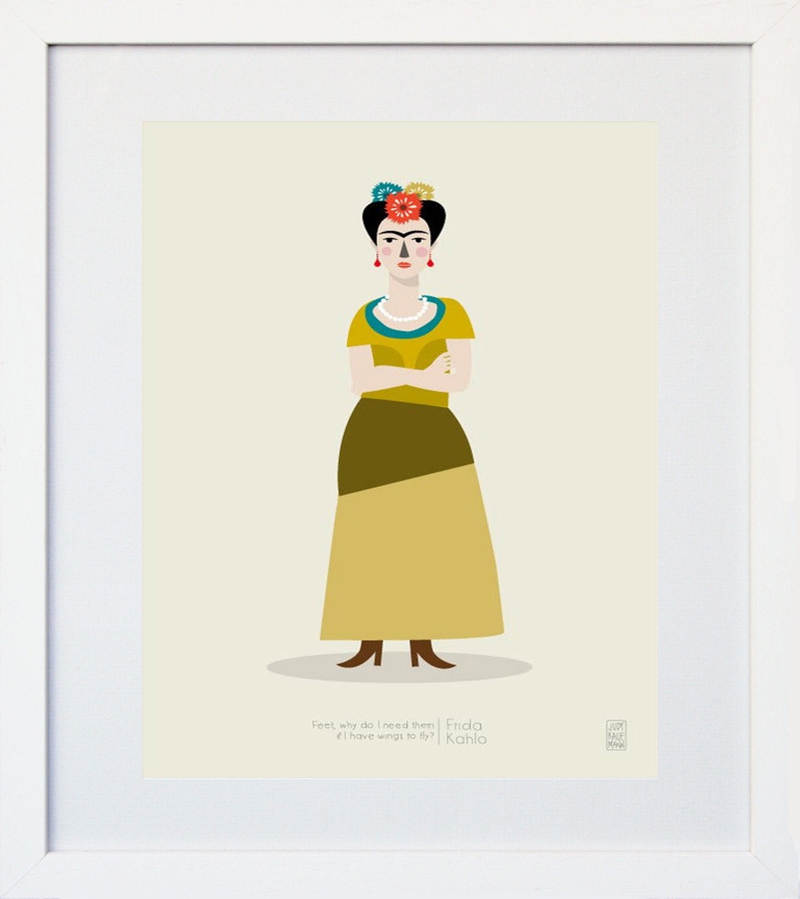 Frida Kahlo White Frame