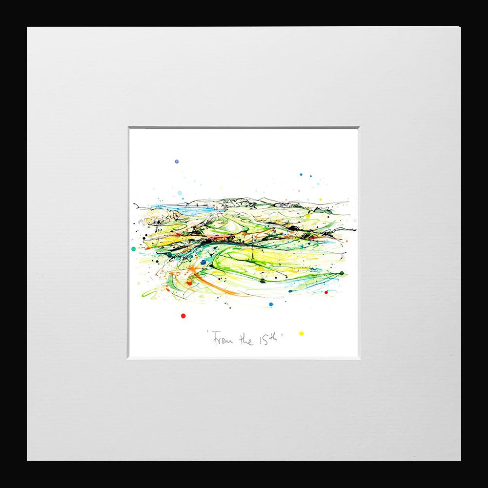 Print Open Edition Golf - Royal Portrush from the 15th-12 x 12-Small Flat Black Frame