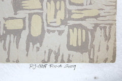 Linocut Print - From Cobblers Yard, Dundrum 2009