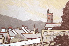 Linocut Print - From Cobblers Yard, Dundrum 2009