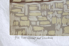 Linocut Print - From Cobblers Yard, Dundrum 2009