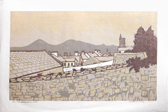 Linocut Print - From Cobblers Yard, Dundrum 2009 Unframed