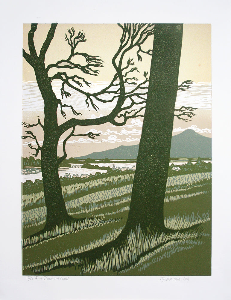Linocut Print - Co Down From Dundrum Castle Unframed